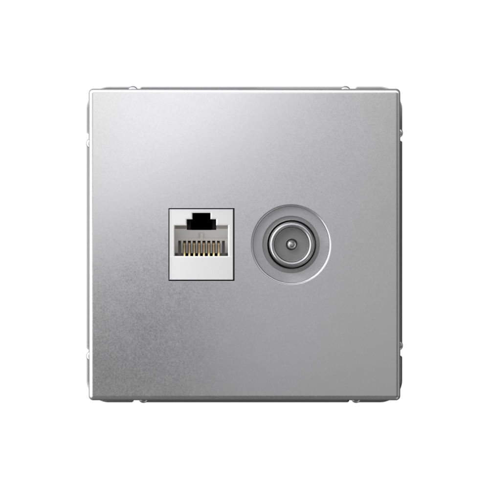 Розетка Artgallery двойная ТВ + компьютерная RJ45, кат. 5Е механизм алюминий Schneider Electric GAL000389
