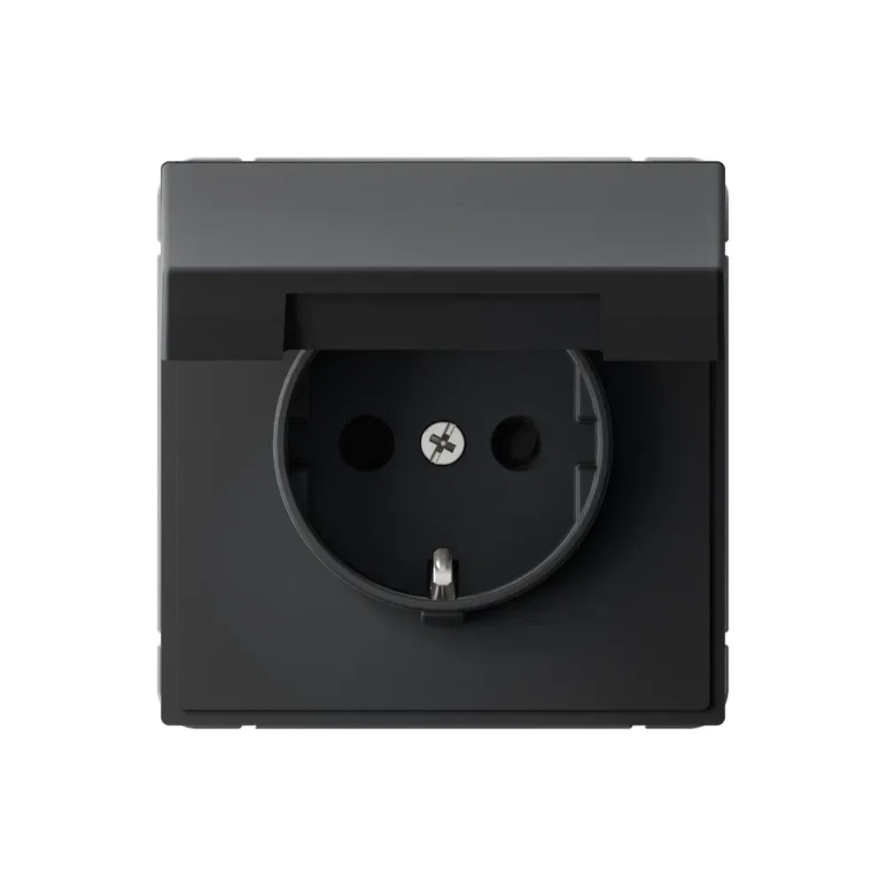 Розетка Artgallery с заземл. со шторк. с крышкой, 16А, IP20, механизм карбон Schneider Electric GAL001046