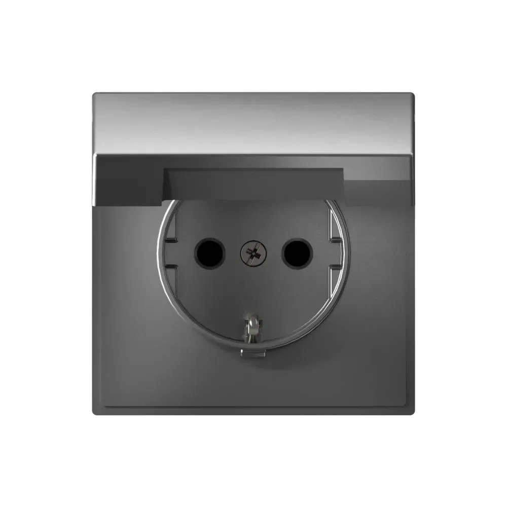 Розетка Artgallery с заземл. со шторк. с крышкой, 16А, IP20, механизм сталь Schneider Electric GAL000946