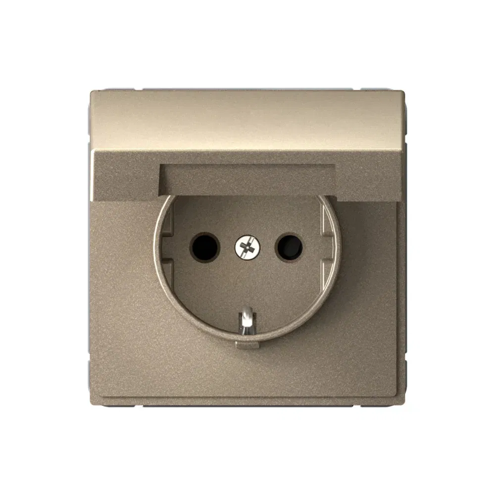 Розетка Artgallery с заземл. со шторк. с крышкой, 16А, IP20, механизм шампань Schneider Electric GAL000546
