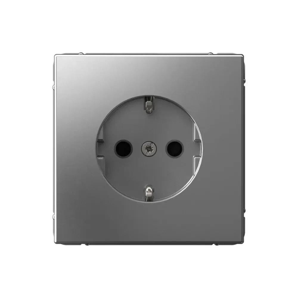 Розетка Artgallery с заземлением со шторками, 16А, механизм сталь Schneider Electric GAL000945