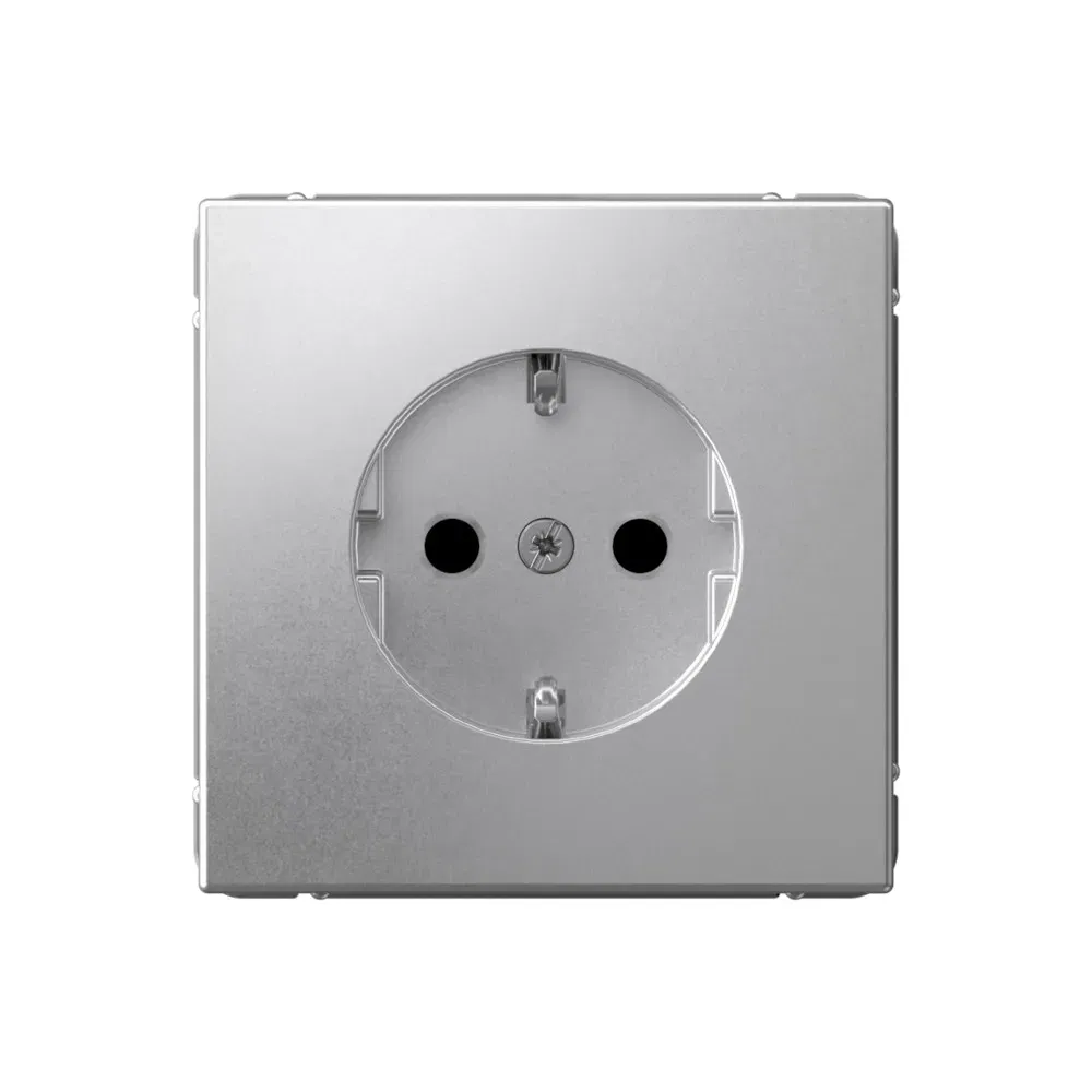 Розетка Artgallery с заземлением со шторками, 16А, механизм алюминий Schneider Electric GAL000345