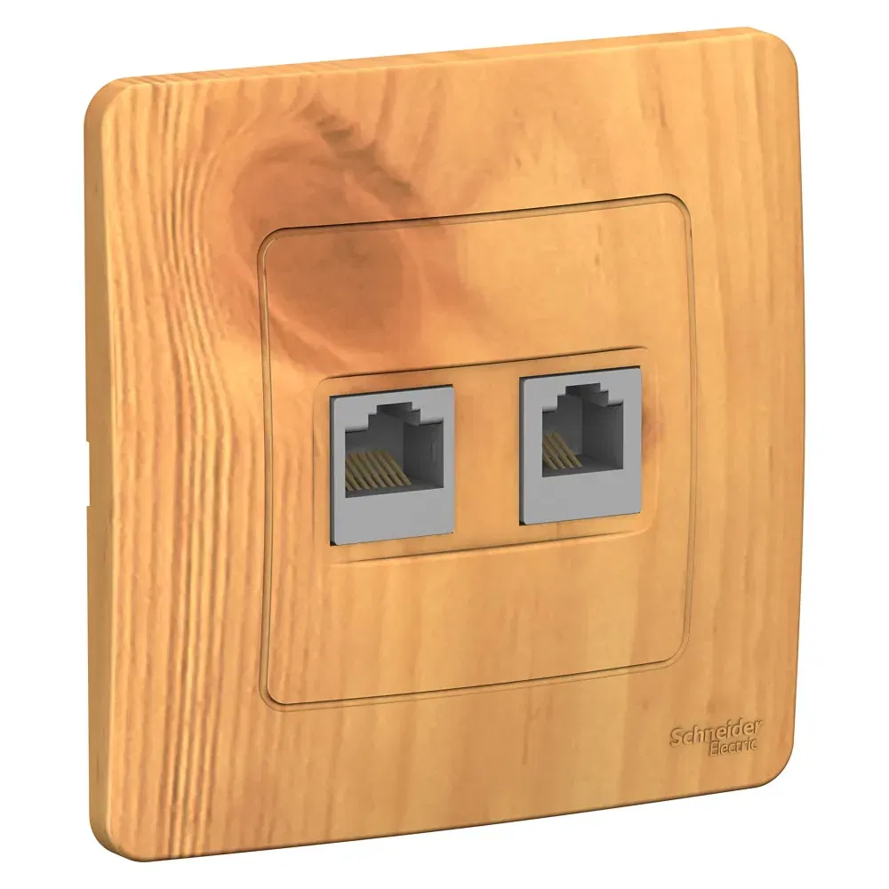 Blanca Розетка двойная RJ11+RJ45, в сборе Ясень Schneider Electric BLNIS045115