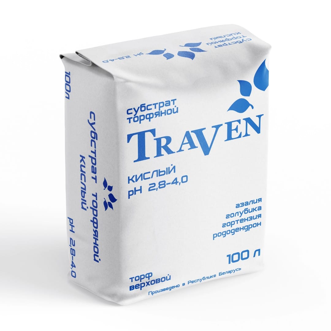 Субстрат торфяной «Traven» кислый рН 2,8-4,0 (100л)