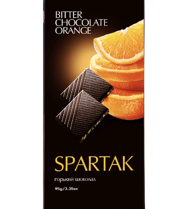 Шоколад Спартак горький, с апельсином, шоу-бокс, 95 г