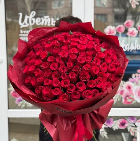 Букет роз "Кружевной" 60см 101 роза