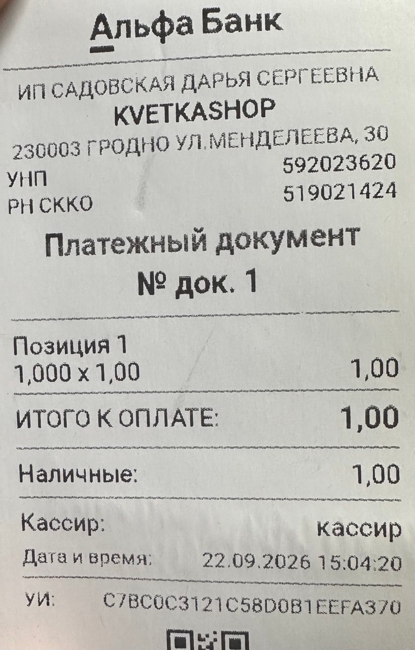 Кассовый чек