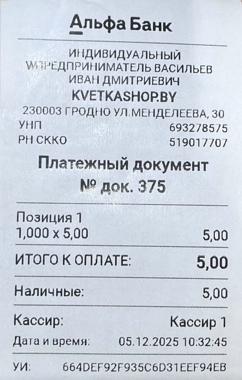 Кассовый чек