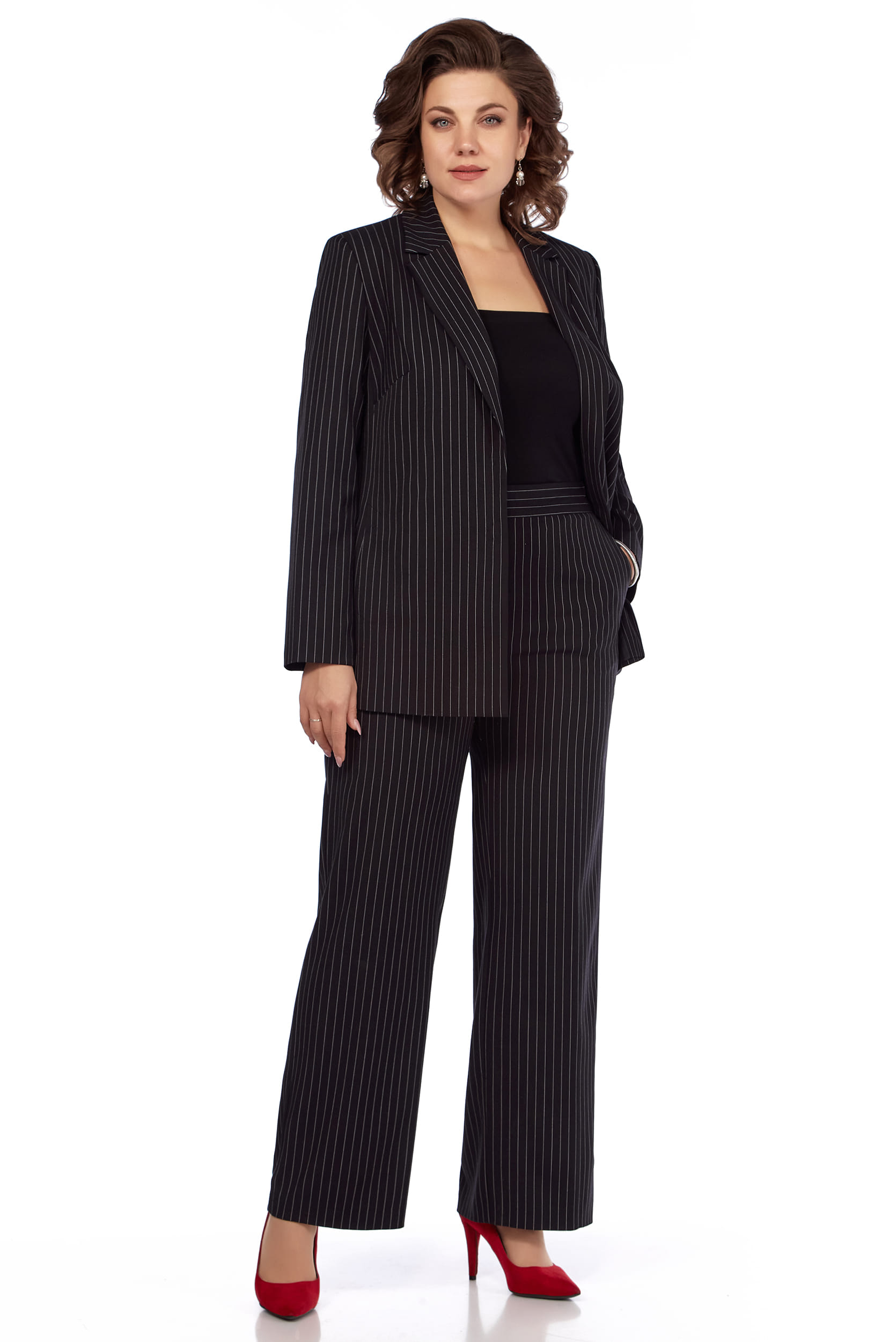 Костюм брючный двойка в полоску LaKona 11635 черный