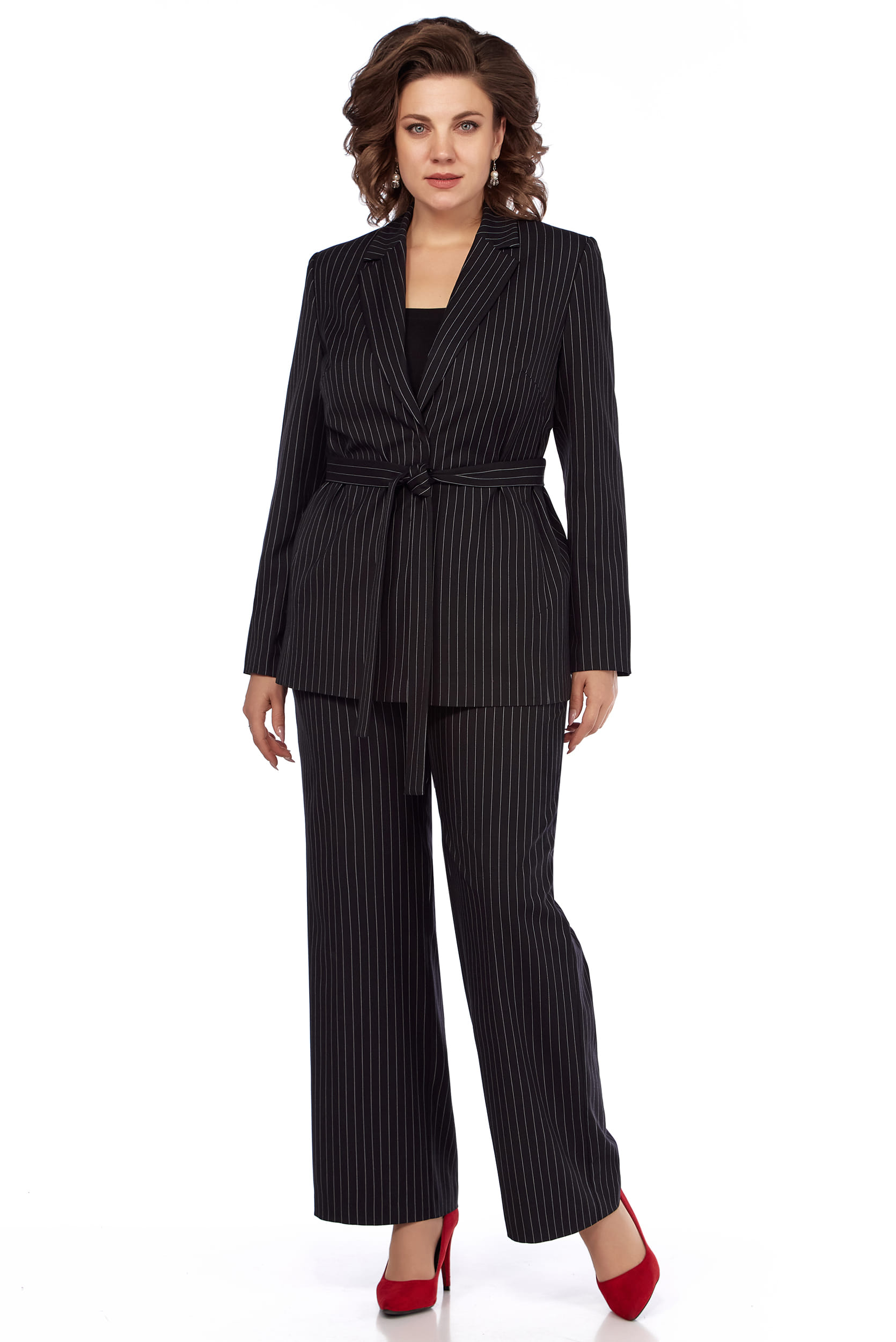 Костюм брючный двойка в полоску LaKona 11635 черный