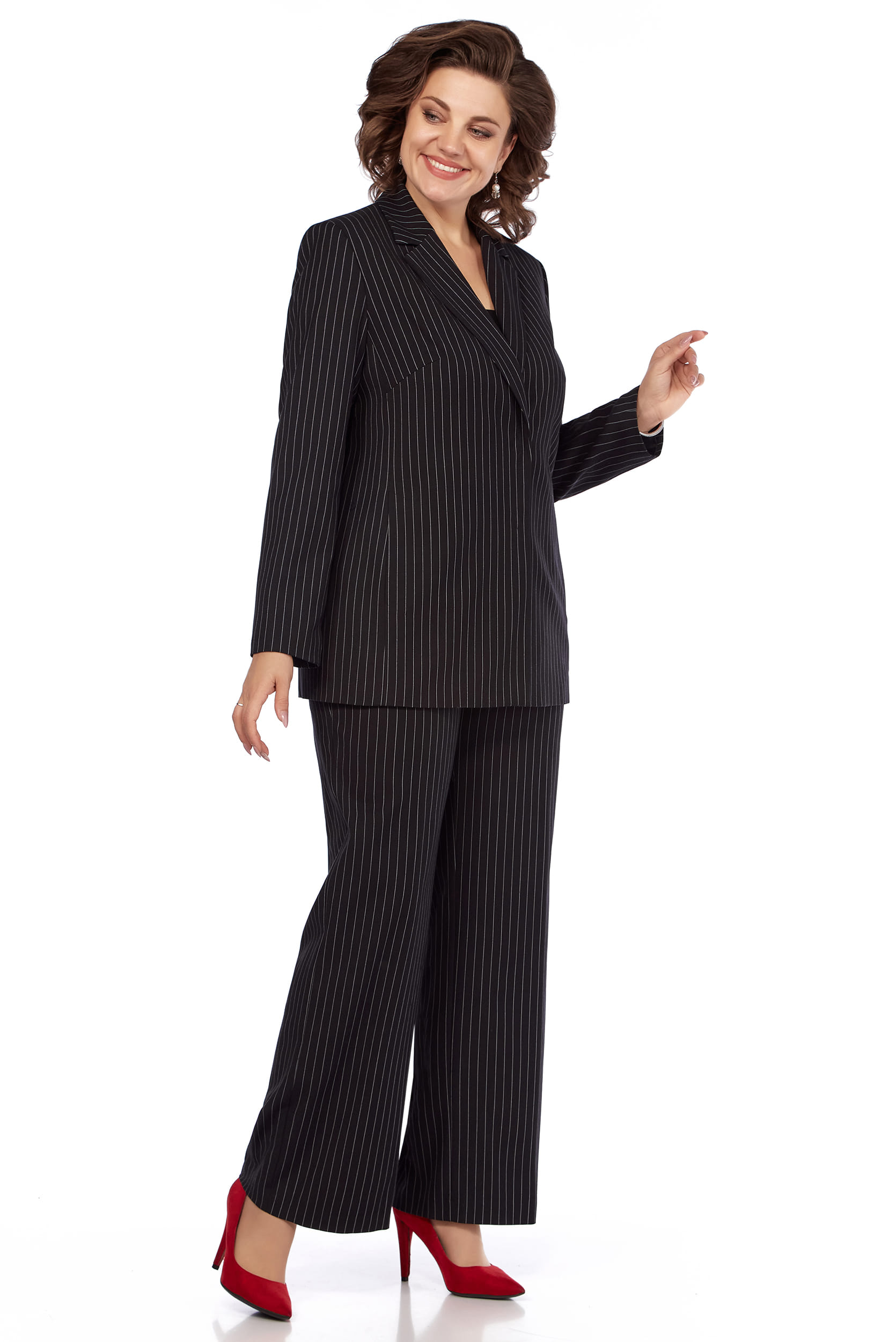 Костюм брючный двойка в полоску LaKona 11635 черный