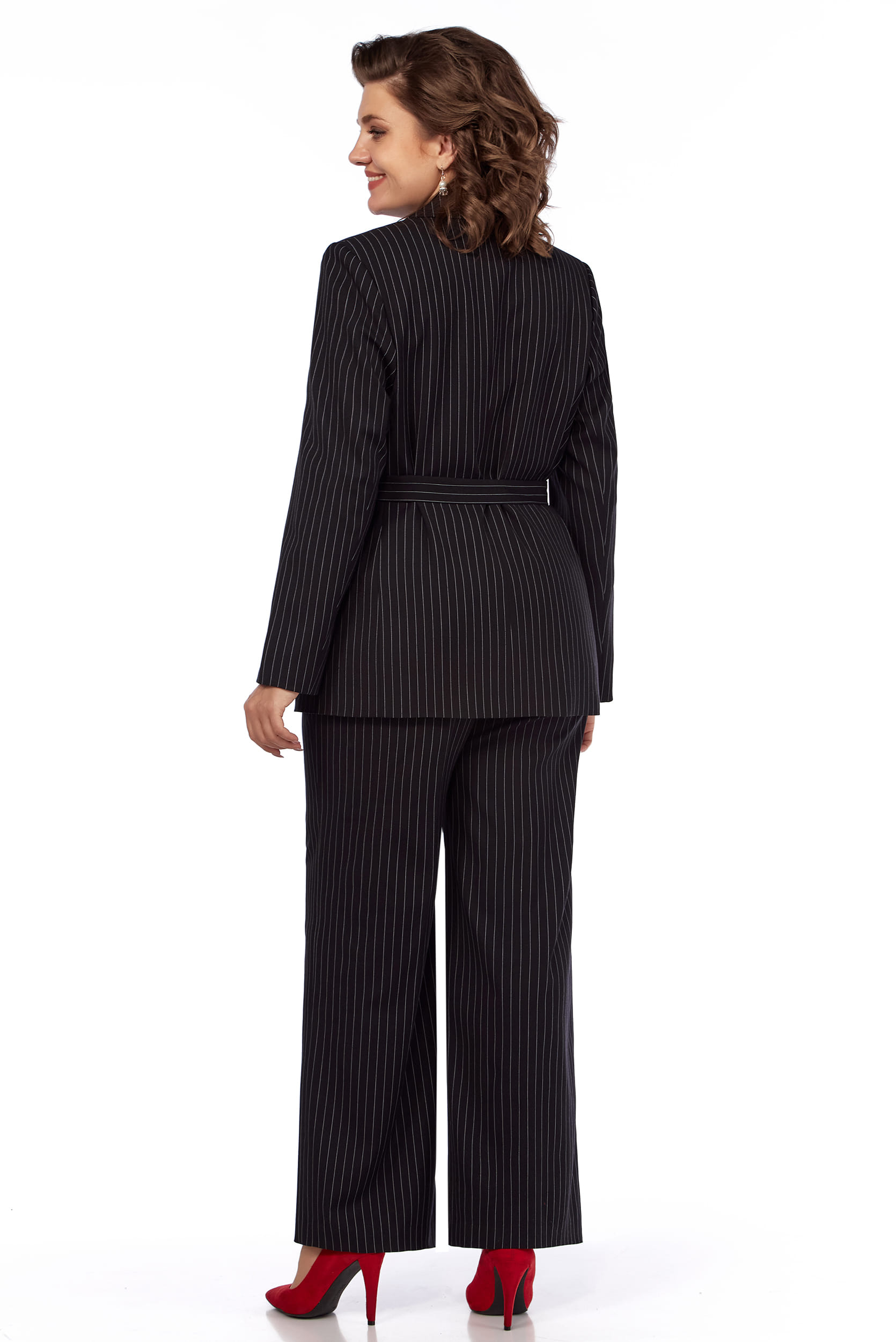 Костюм брючный двойка в полоску LaKona 11635 черный