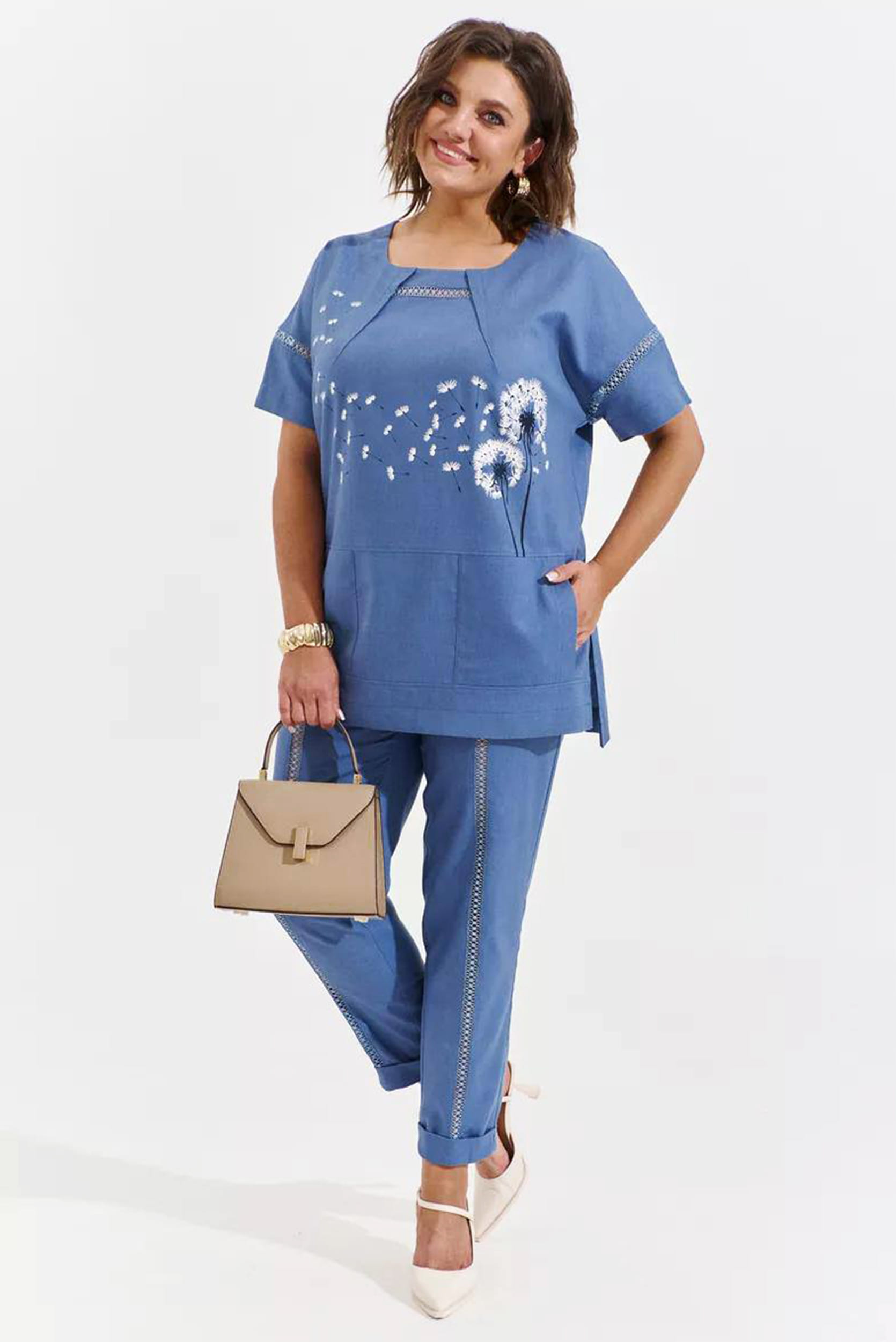 Костюм двойка LaKona 11378 синий с одуванчиками