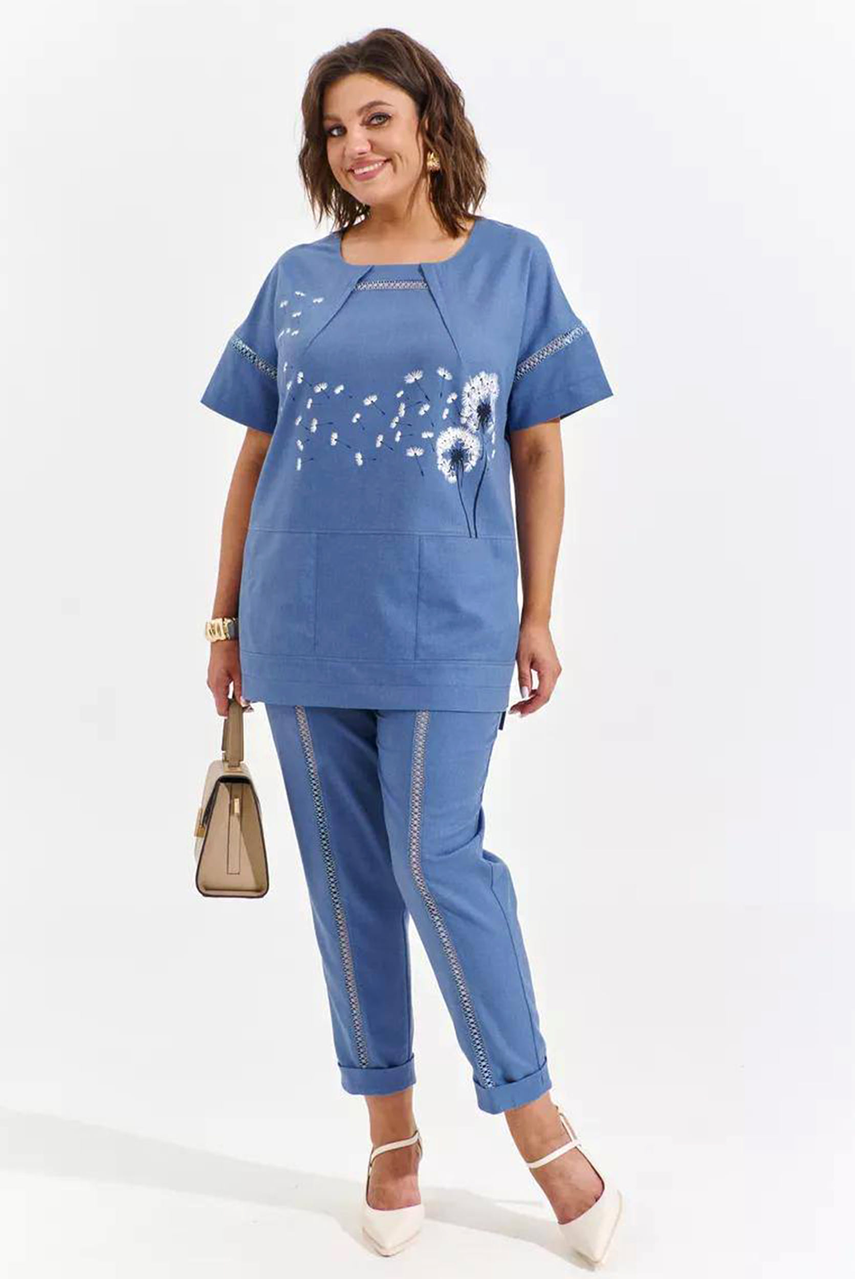 Костюм двойка LaKona 11378 синий с одуванчиками