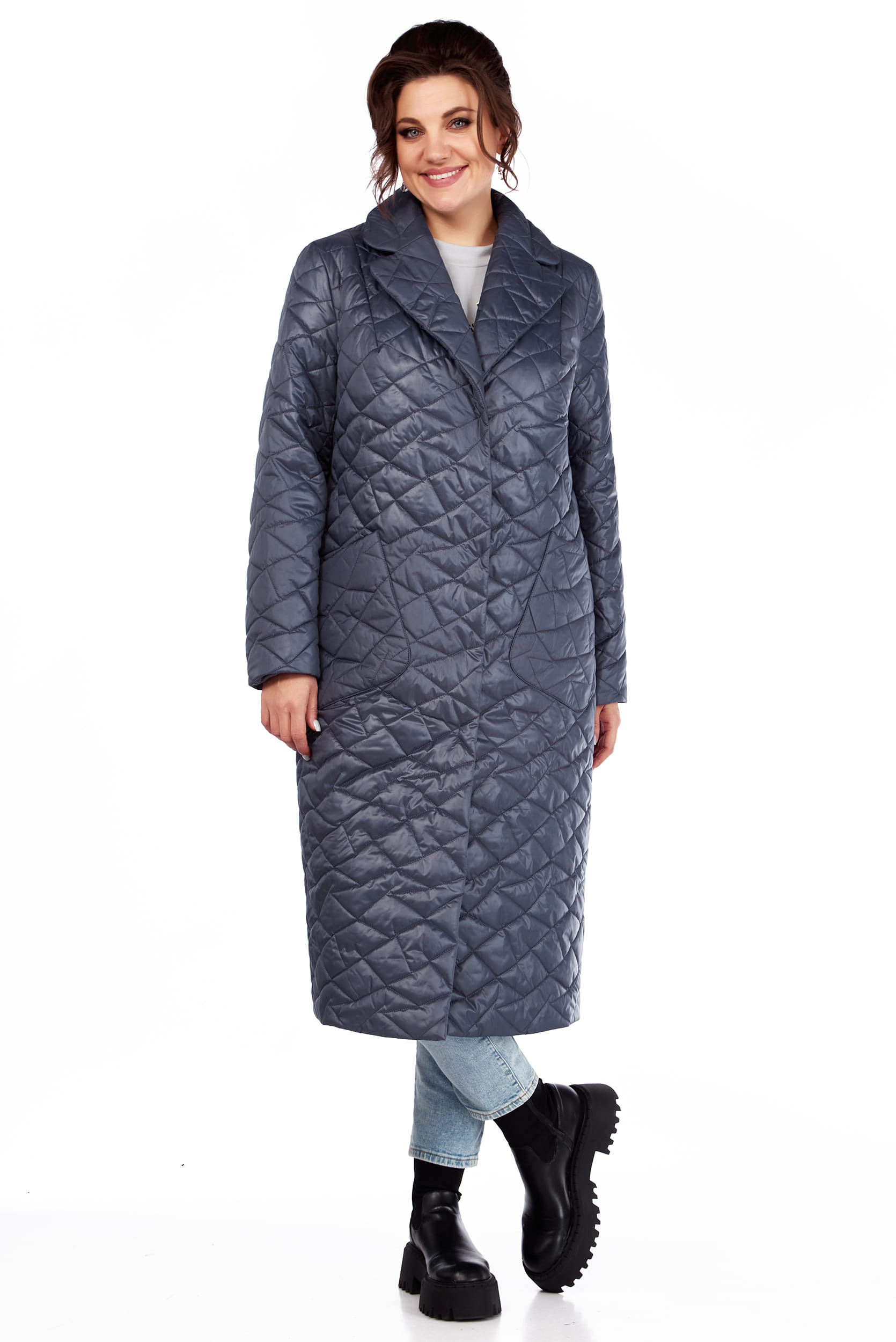 Пальто с поясом LaKona 11573 Синий Под Джинс