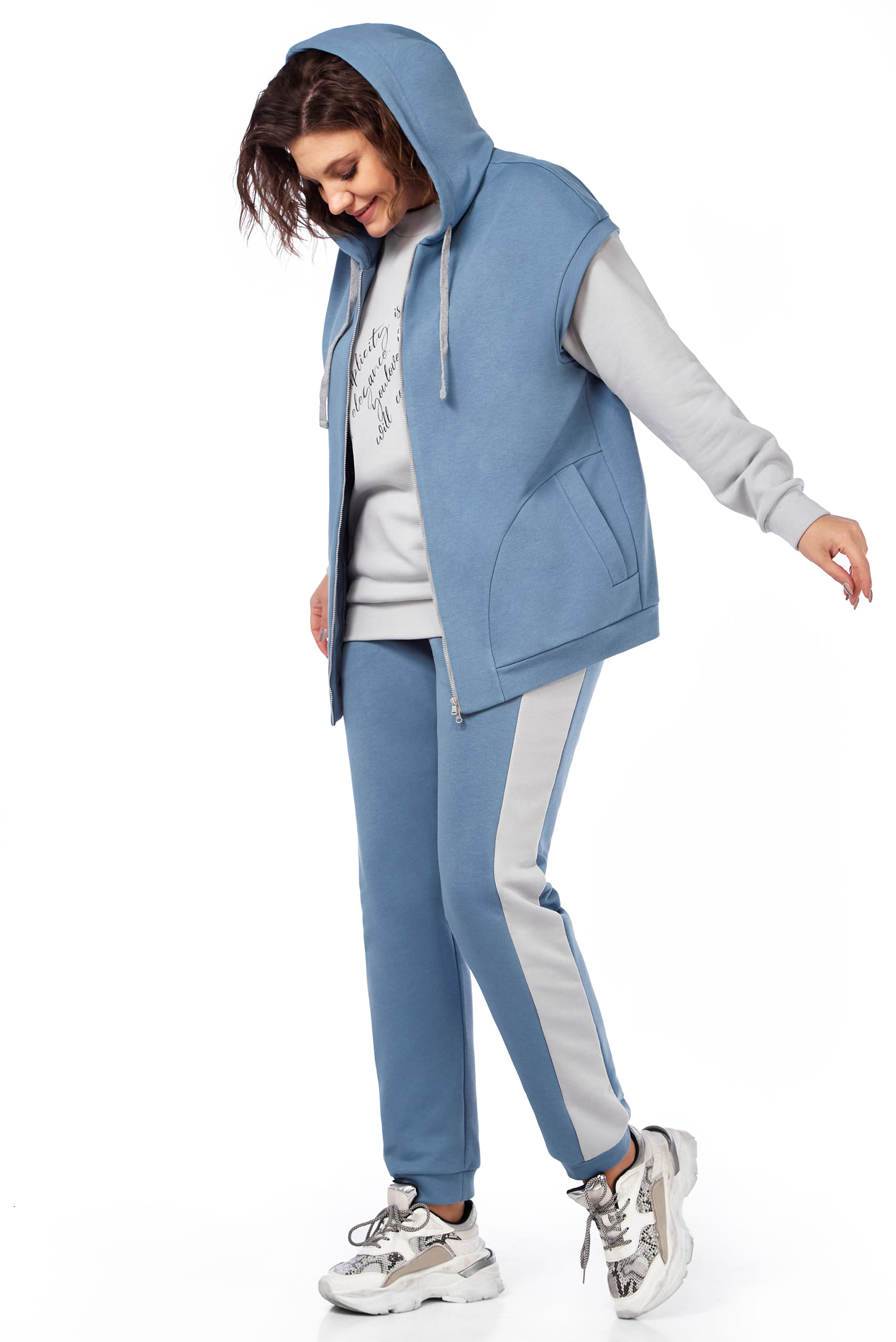 Костюм тройка LaKona 11565 Серо-Голубой