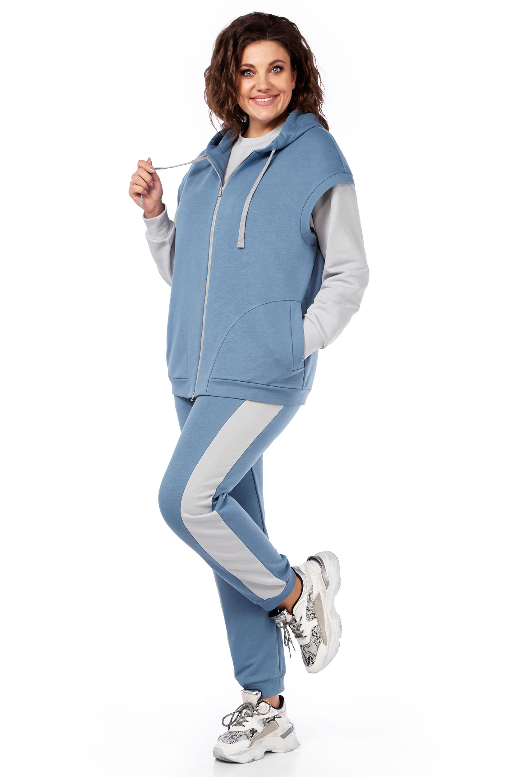 Костюм тройка LaKona 11565 Серо-Голубой