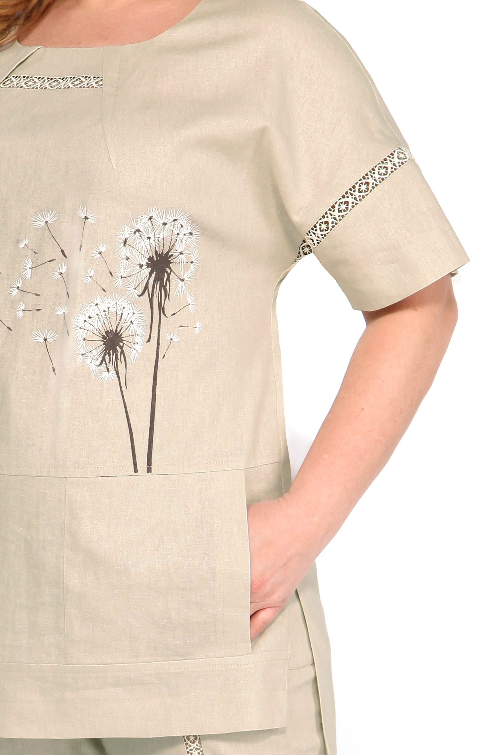 Костюм двойка LaKona 11378 Льняной С Одуванчиками