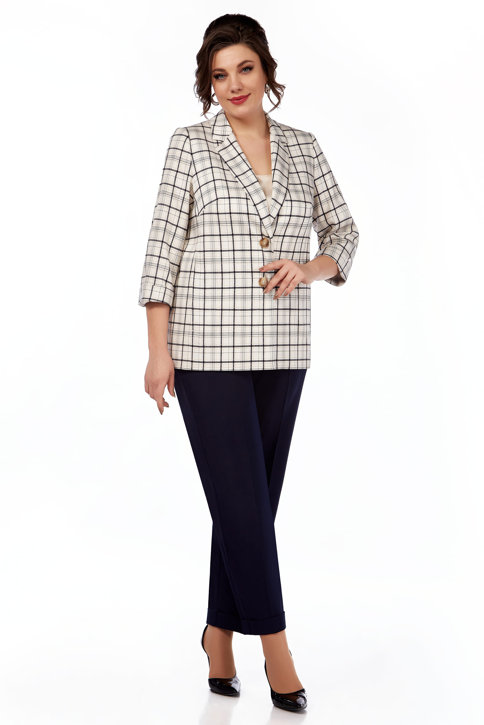 Жакет LaKona 11429 Белый В Клетку