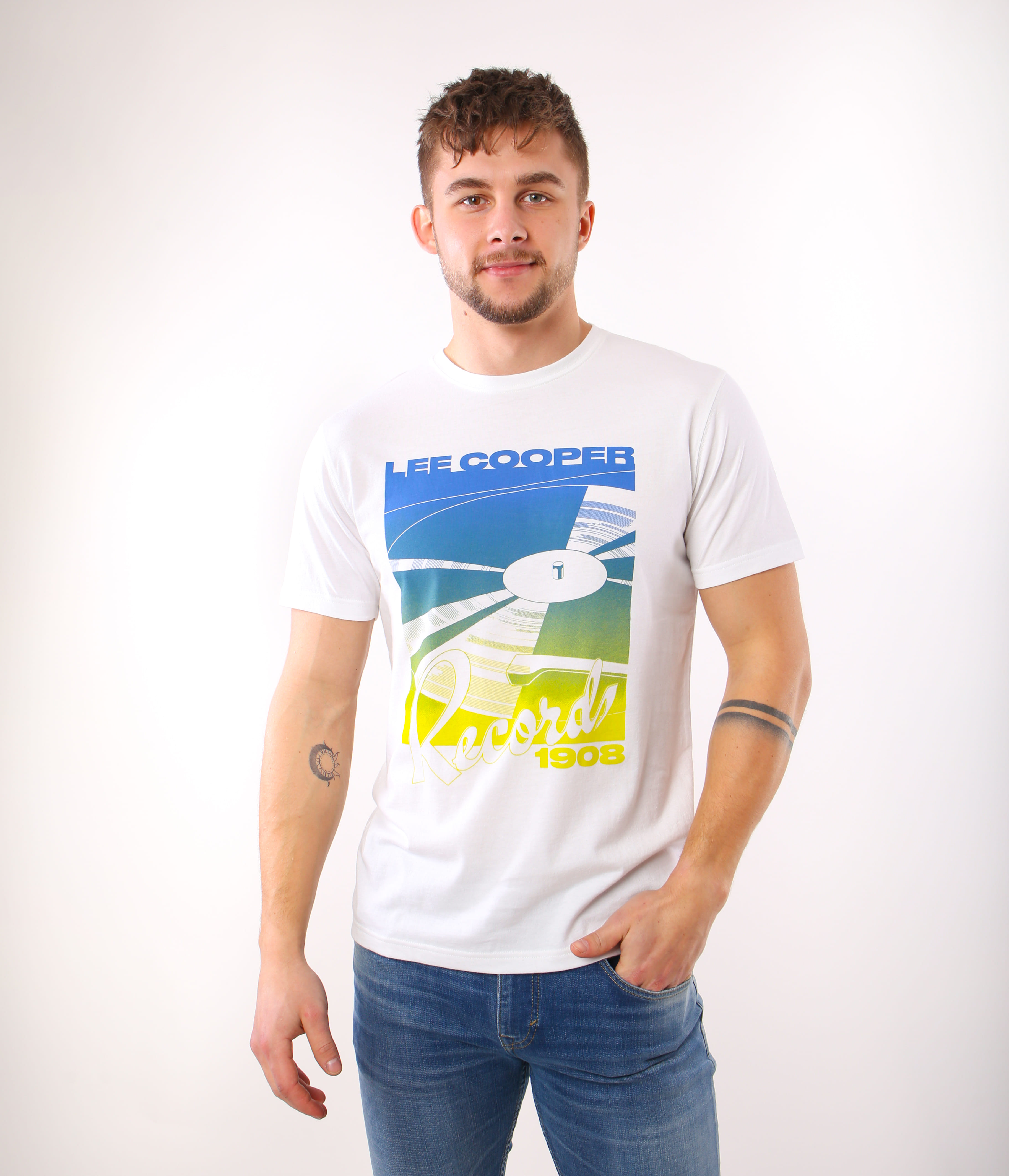 Футболка Slim с принтом Lee Cooper RECORD 2020 WHITE