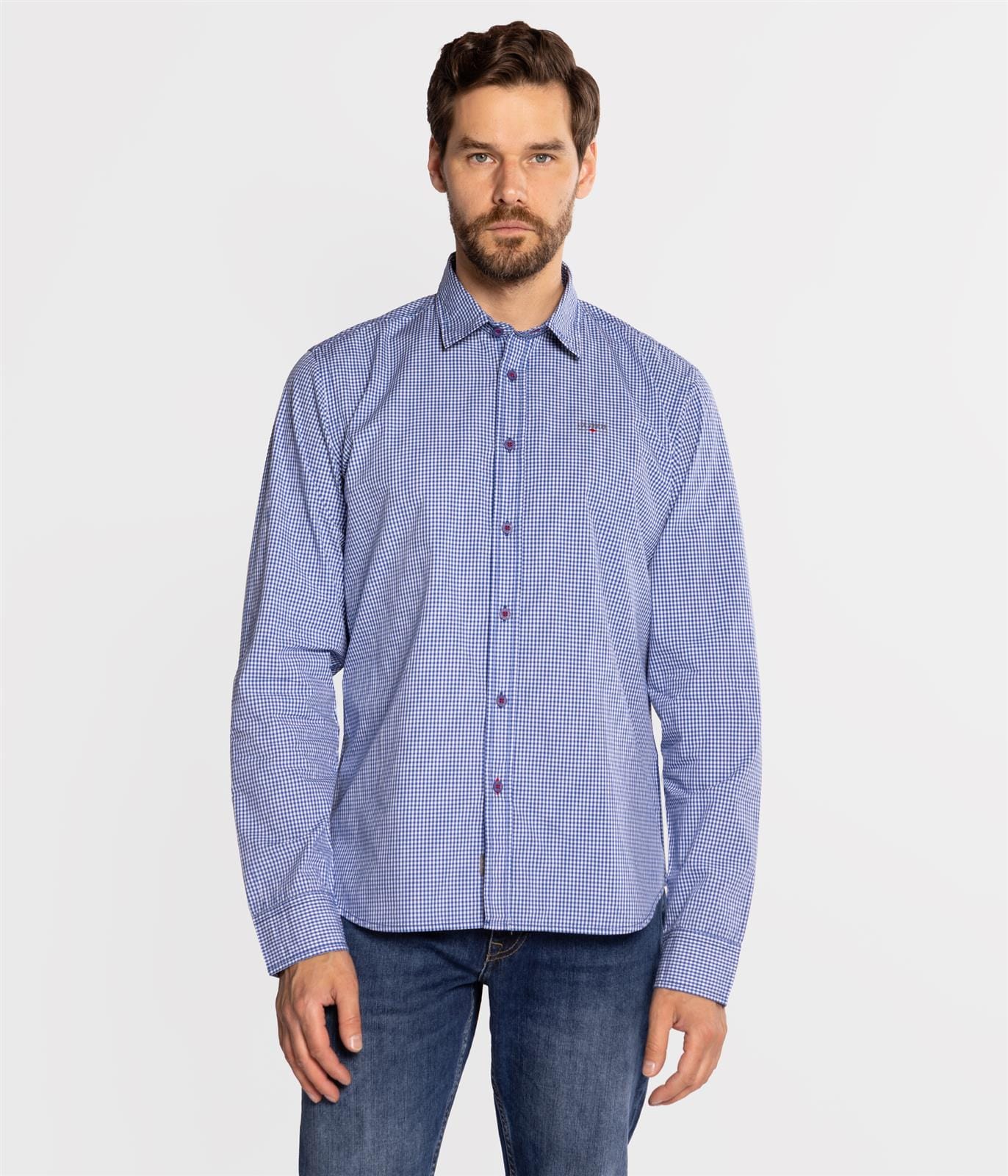 Рубашка Regular в мелкую клетку Lee Cooper REY KZ73 BLUE
