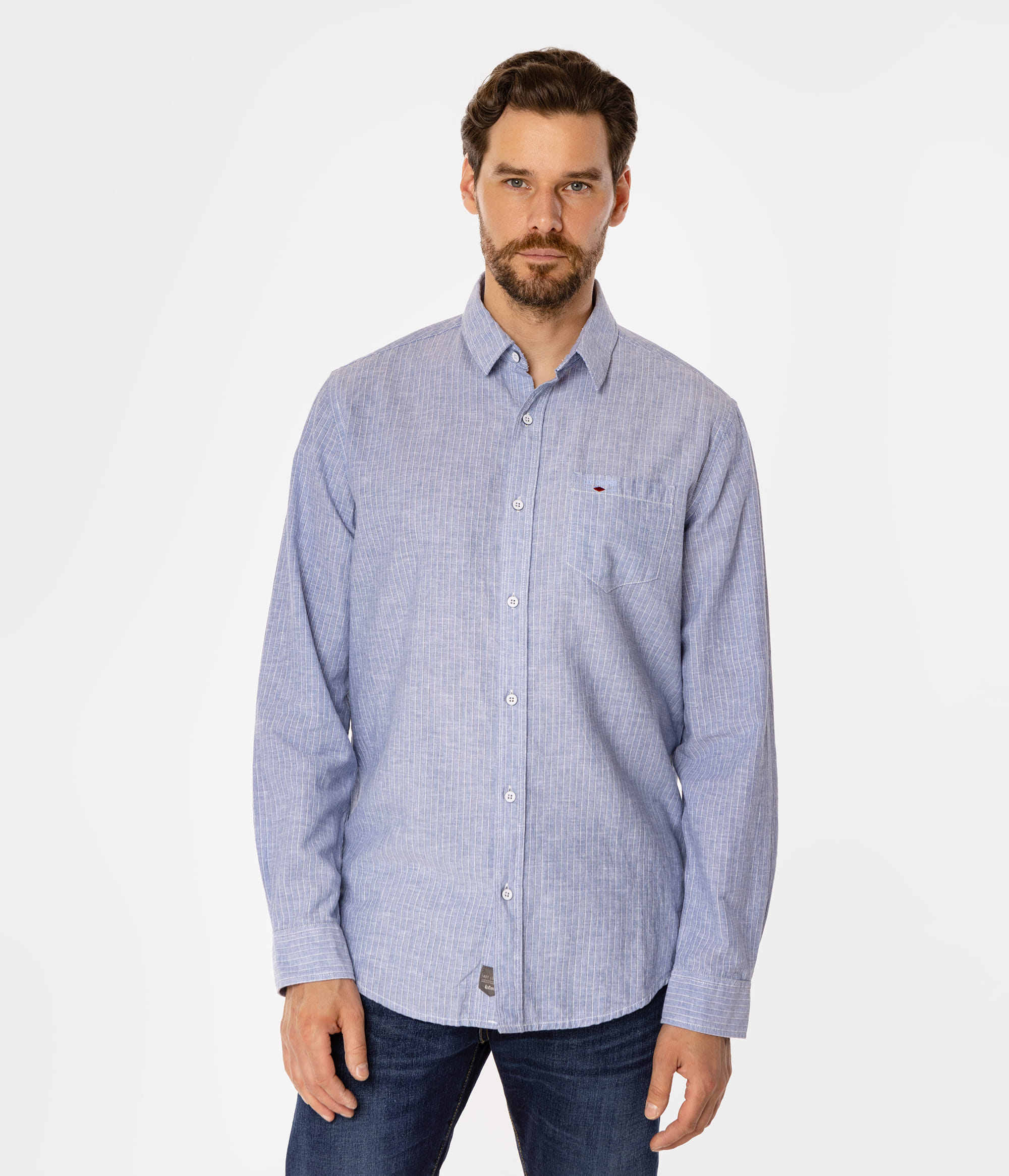 Рубашка лён хлопок Regular Lee Cooper WILL 9315 BLUE