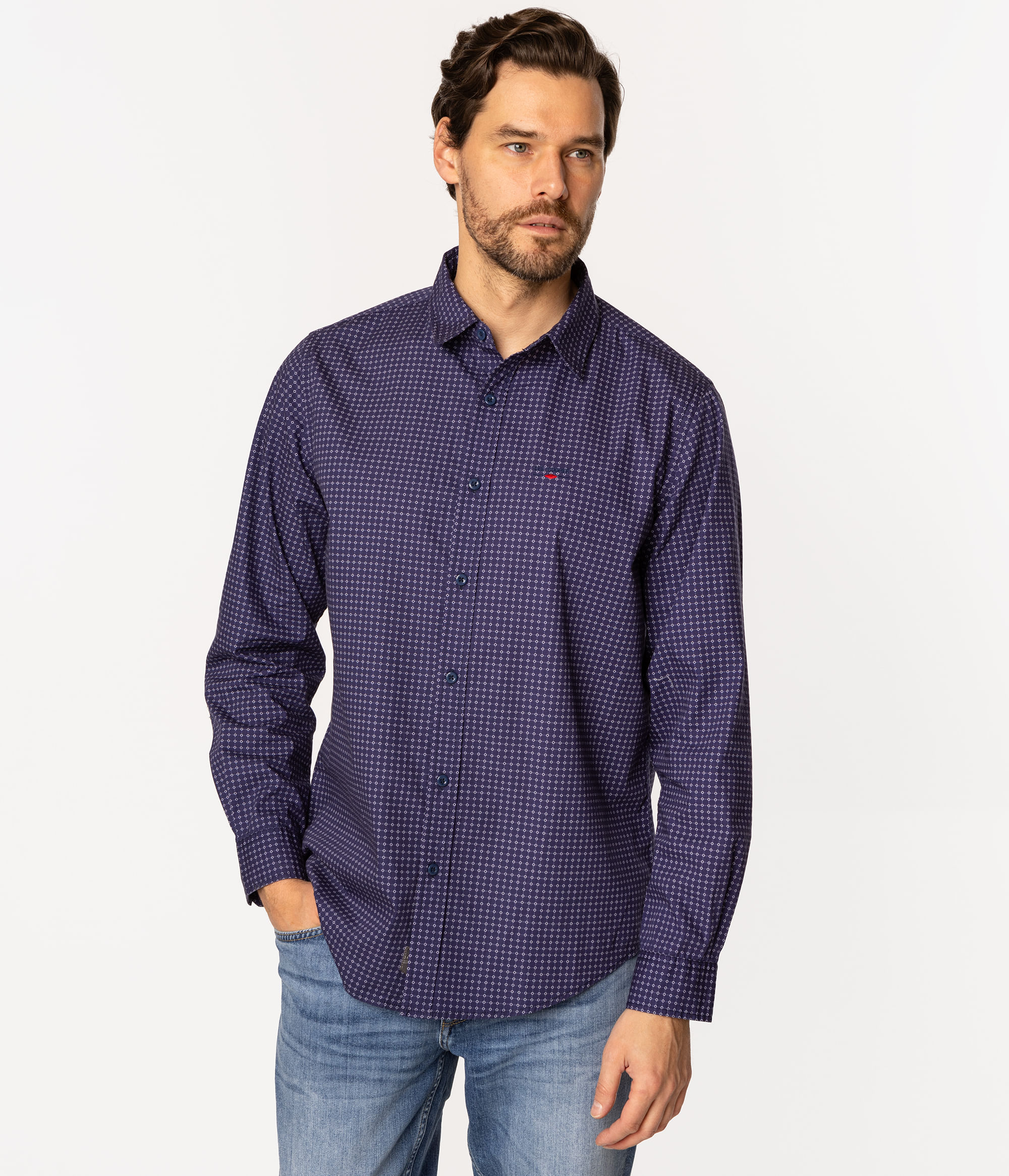 Рубашка с микропринтом Regular Lee Cooper WAYNE 1124 SKIPPER BLUE