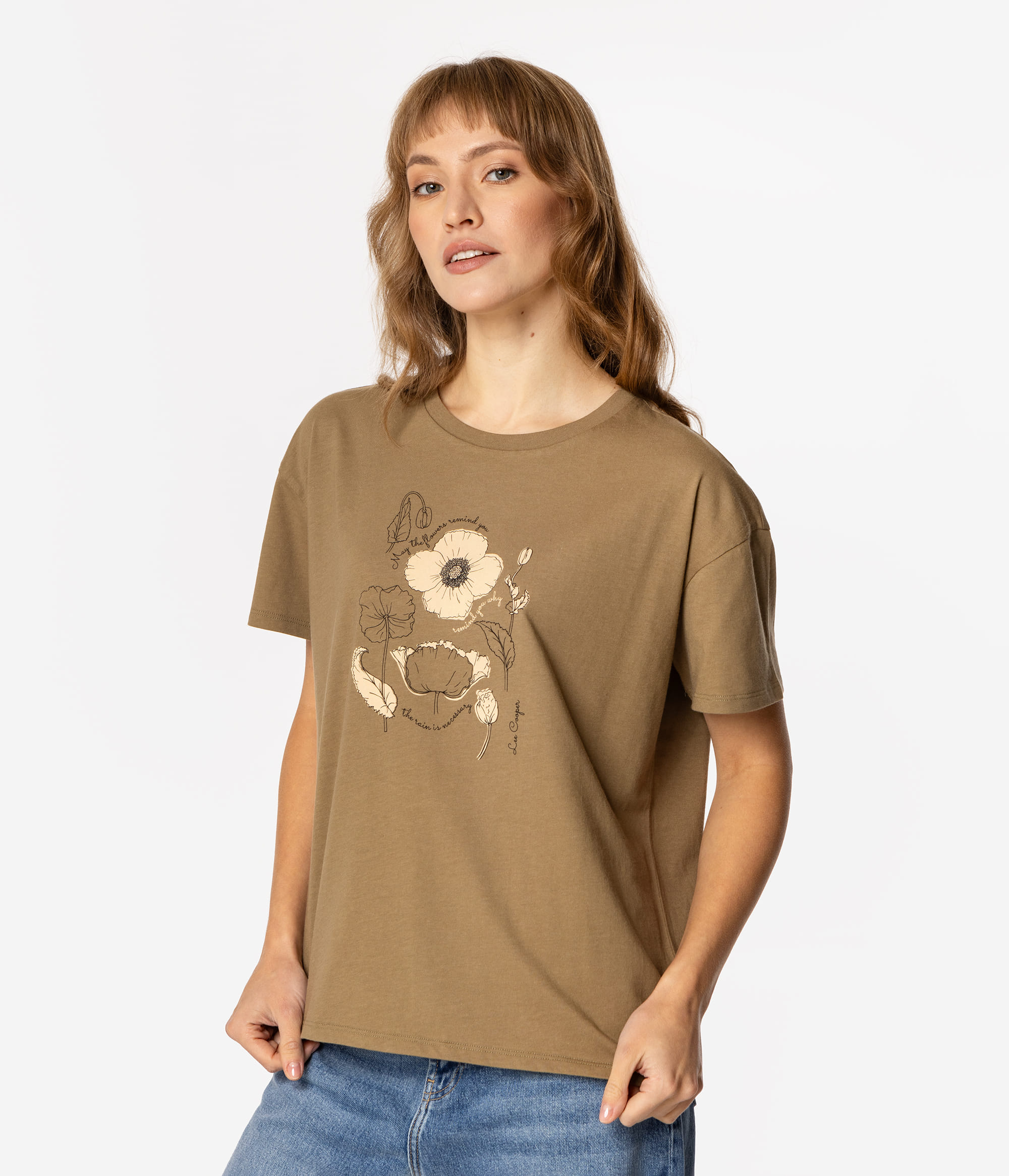 Футболка с принтом Lee Cooper FLOWERS7 1145 COVERT GREEN