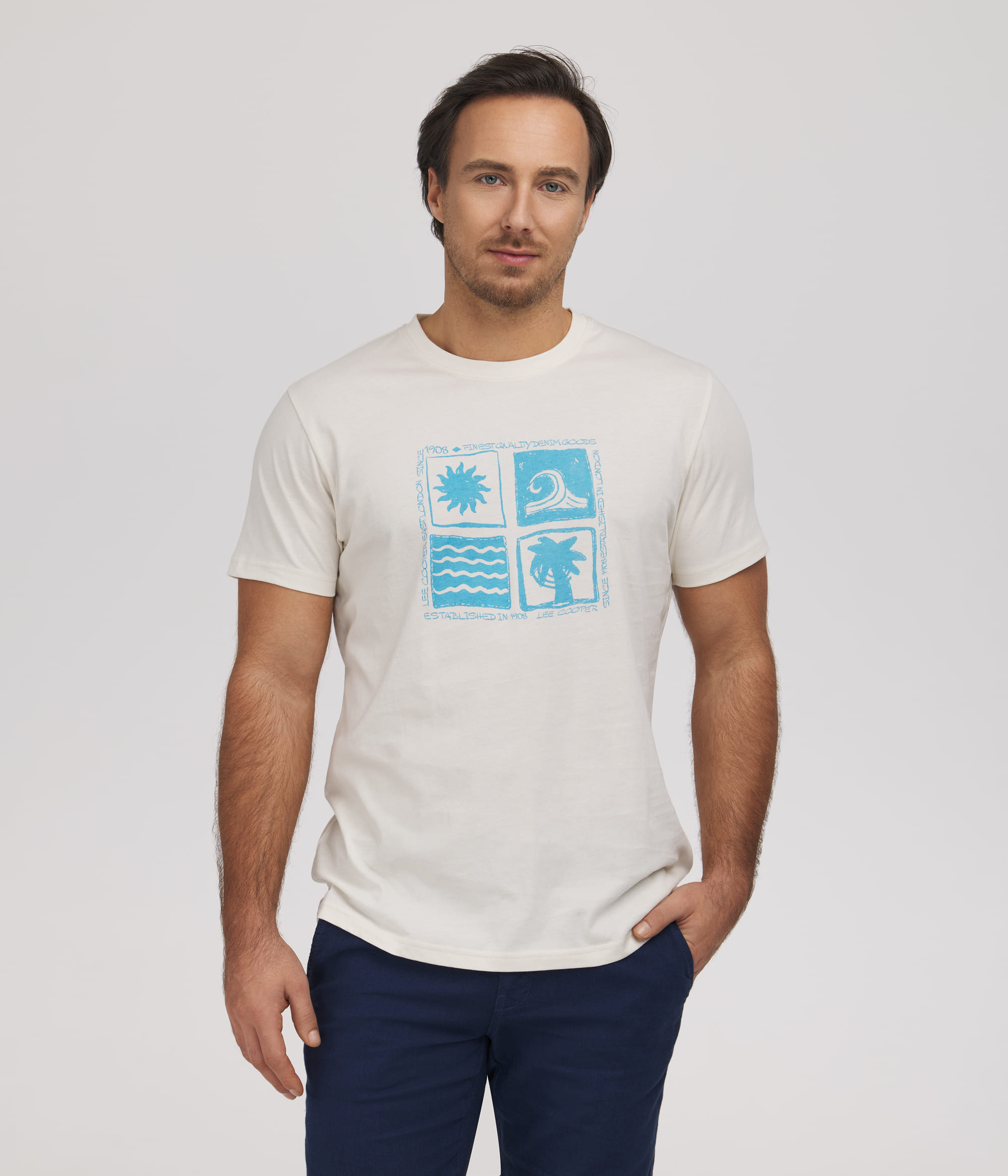 Мужская футболка Lee Cooper SUMMER TIME 1080 EGRET