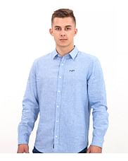 Рубашка льняная Slim с хлопком Lee Cooper RUFUS 1062 BLUE