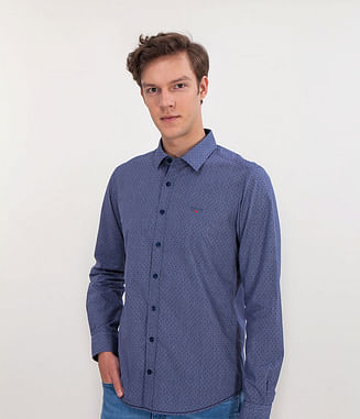 Рубашка Slim с микровышивкой Lee Cooper WEST 2520 BLUE