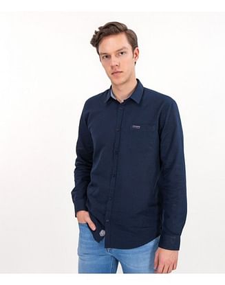 Рубашка Regular со льном Lee Cooper EGON 2030 NAVY/BLUE