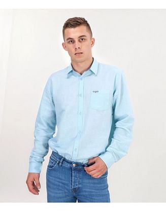 Рубашка Regular со льном Lee Cooper EGON 2030 BLACK/NAVY/BLUE