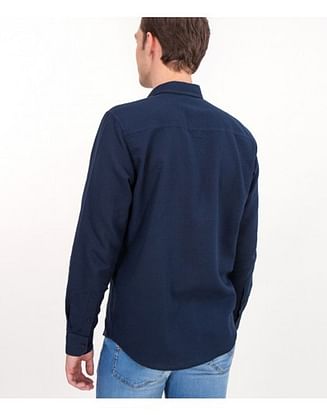 Рубашка Regular со льном Lee Cooper EGON 2030 BLACK/NAVY/BLUE