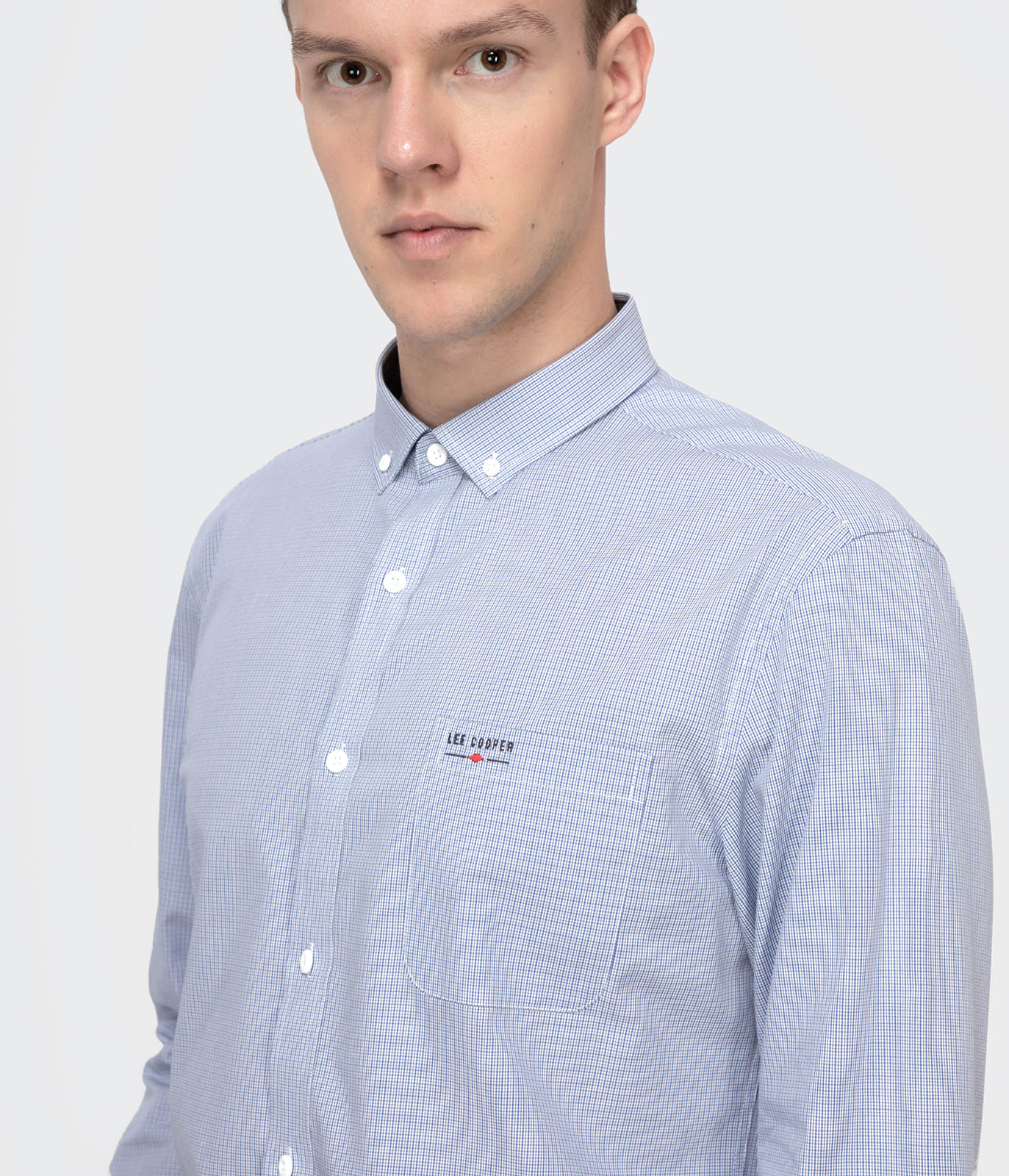 Рубашка Slim в мелкую клетку Lee Cooper JORDAN 2777 BLUE