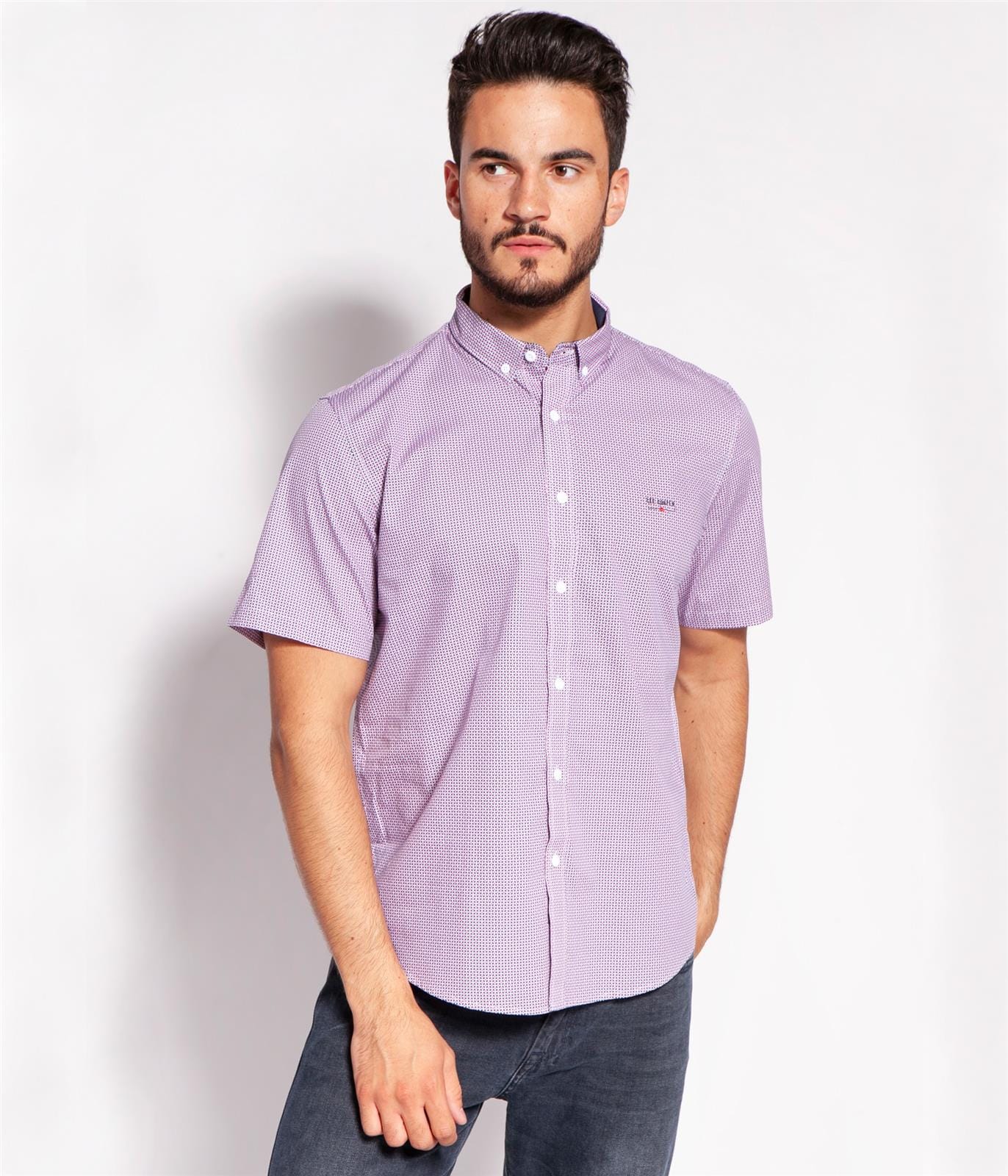 Рубашка Slim с микропринтом Lee Cooper HOGAN2 2258 RED