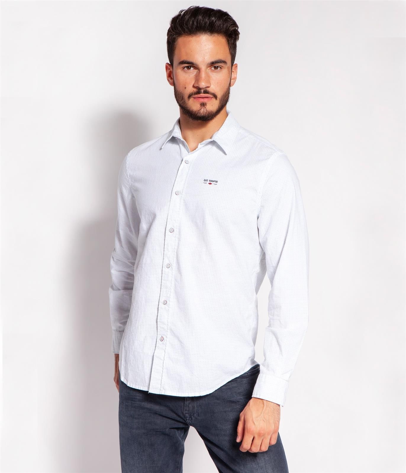 Рубашка Slim с мелким принтом Lee Cooper OLIMP 1009 WHITE