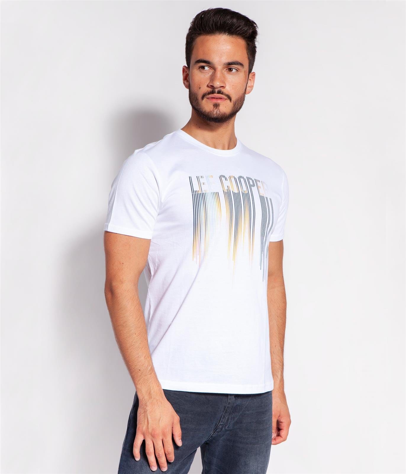 Футболка Slim с принтом Lee Cooper LINES 3030 WHITE