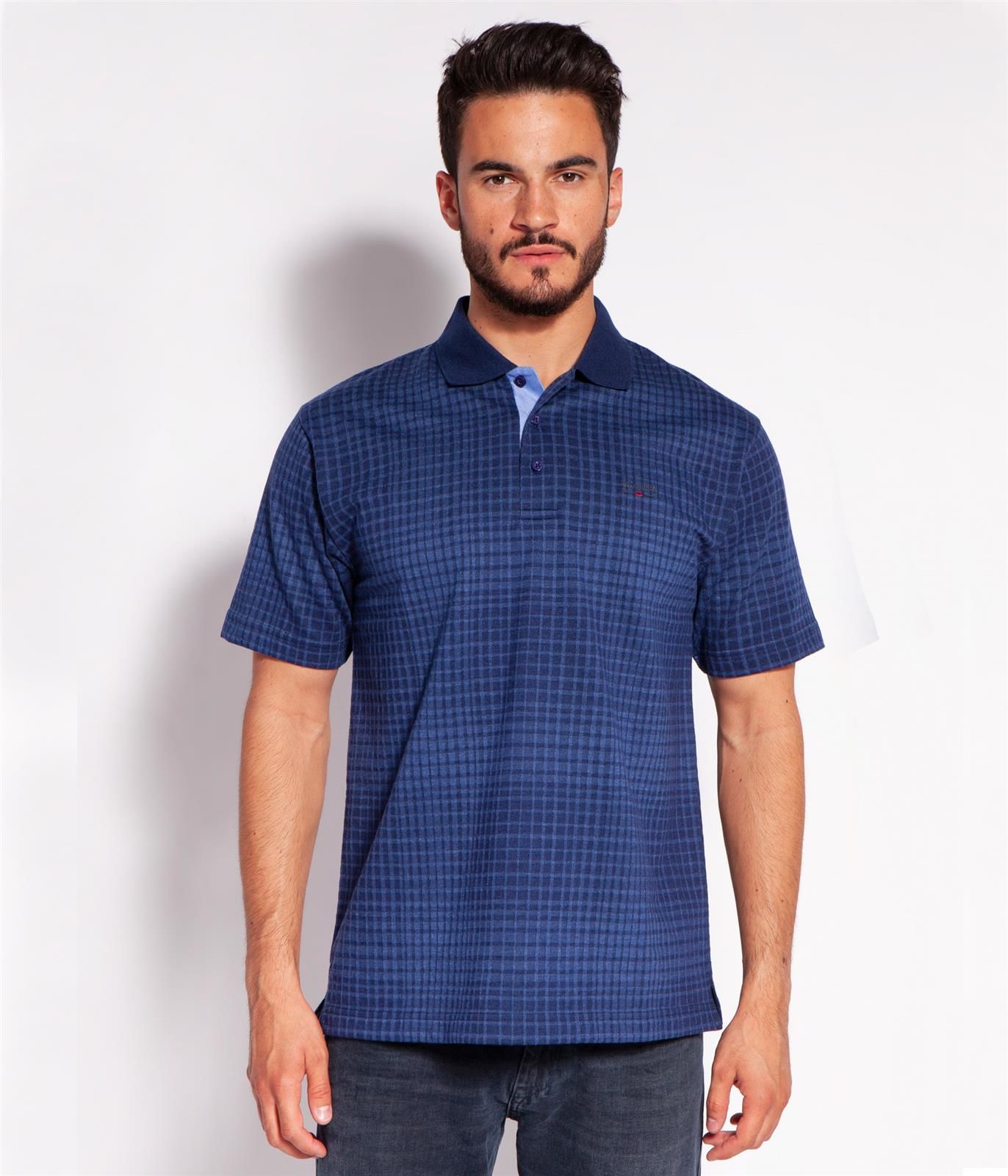 Поло в мелкую клетку Lee Cooper TONNY 2672 NAVY