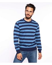 Пуловер мужской в полоску 12ply Lee Cooper BOLT 9158 BLUE