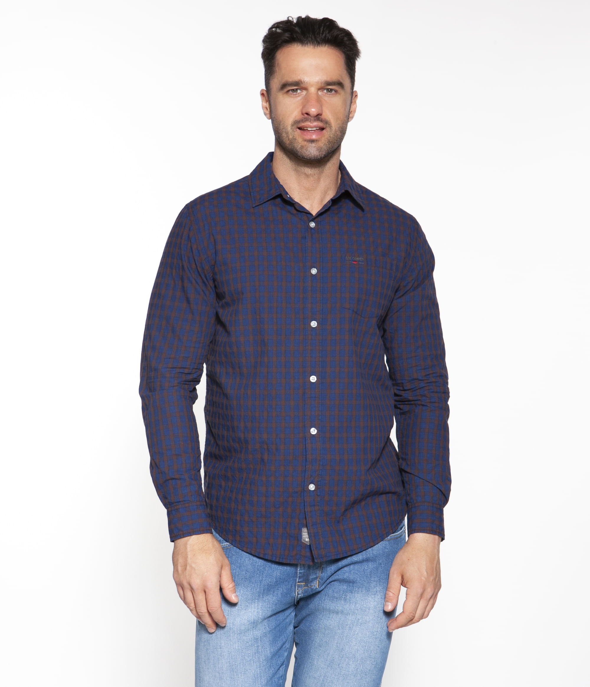 Рубашка Regular длинный рукав Lee Cooper OBAN 7022 BROWN