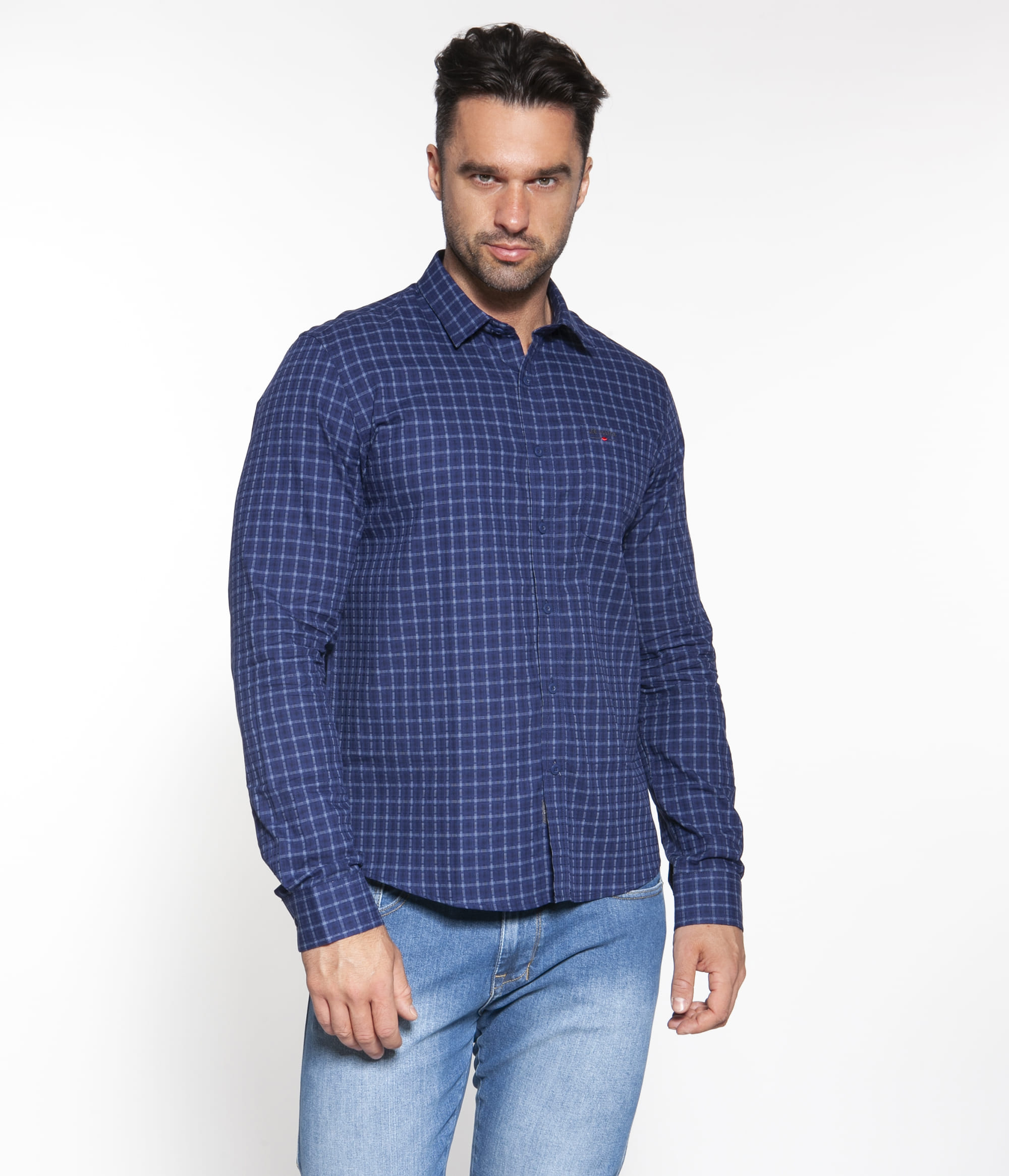 Рубашка клетчатая Regular Lee Cooper VIT 1240 MEDIEVAL BLUE