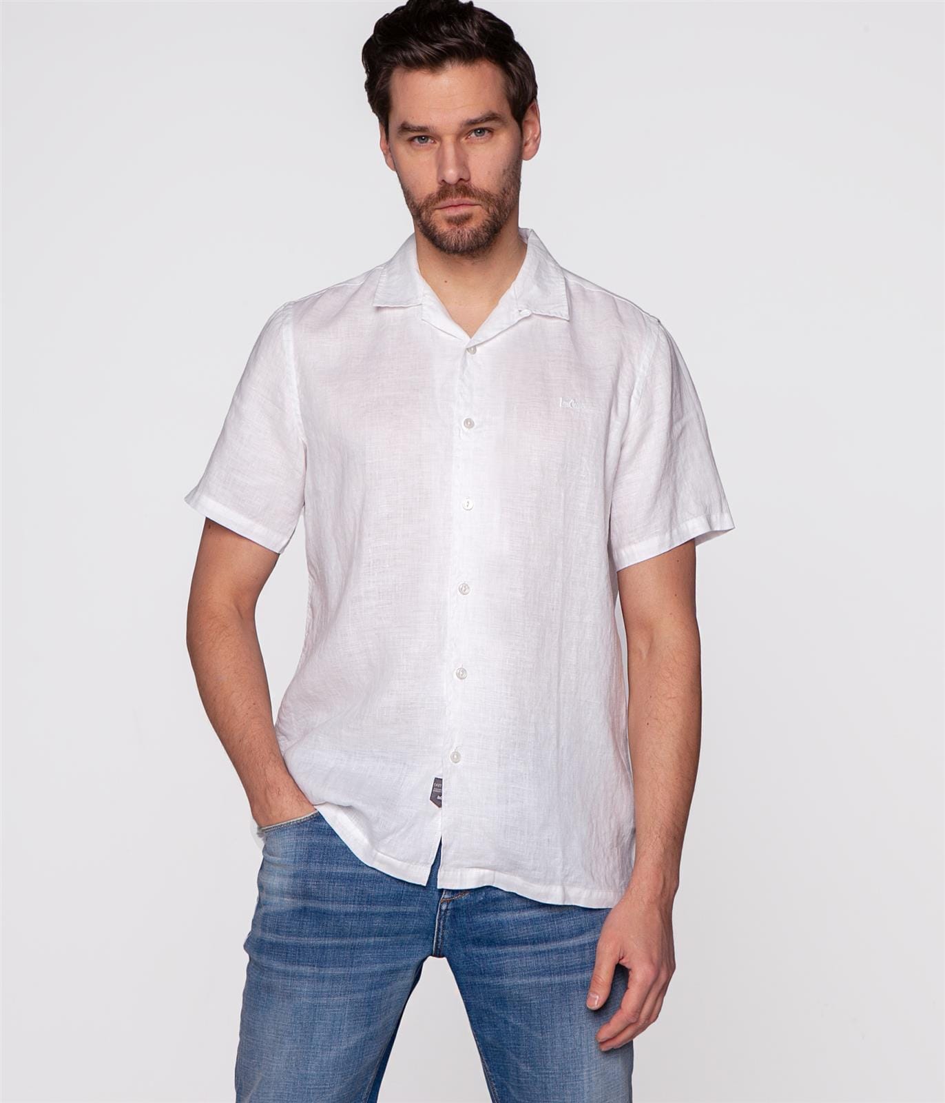 Рубашка лён короткий рукав Regular Lee Cooper ROBIN2 3114 WHITE