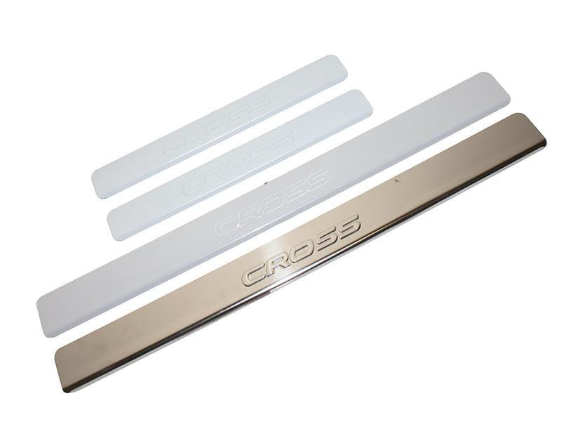 Накладки внутренних порогов LADA Vesta SW Cross, штамп 'CROSS' (нерж. сталь) (к-т 4 шт.)