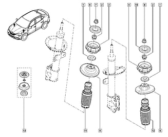 Гайка (втулка) штока амортизатора 6001550754 переднего Renault Logan 2 , Sandero 2, + Stepway, Kaptur, lada Largus