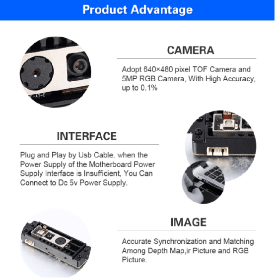 Rakinda M5 RGB TOF Facial Recognition Camera Module USB Interface with Free SDK