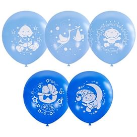 Воздушный шар. Латекс. (12''/30 см) С Днем Рождения Малыш ассорти голубое