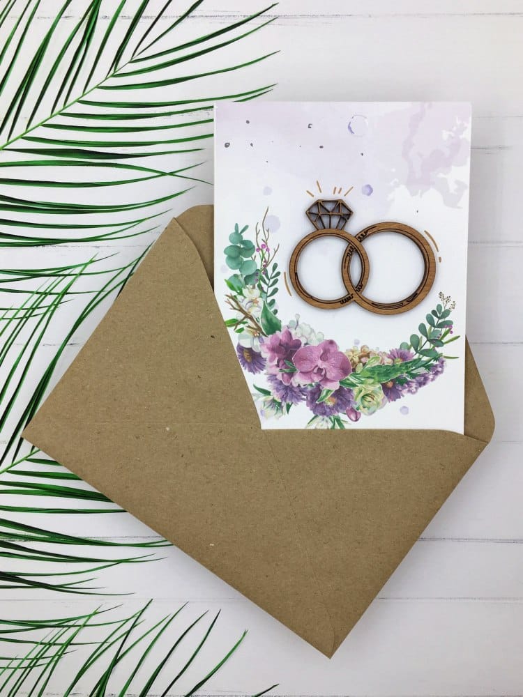 Открытка «С Днем Свадьбы. Кольца»