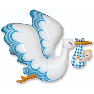 Аист с мальчиком 81 см шар фольга Фольгированные шары