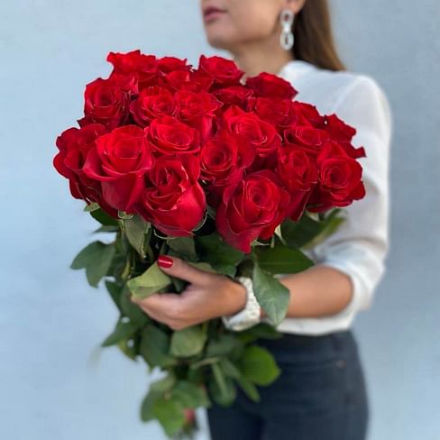 Букет роз "Рубиновый" 21 роза Эквадорские розы